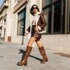DREAM PAIRS Women’s Knee High Boots Chunky Platform Heel Round Toe Boots for Women Side Zipper Stylish Comfortable Tall Boots(Brown)