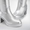 DREAM PAIRS Women’s Knee High Boots Chunky Platform Heel Round Toe Boots for Women Side Zipper Stylish Comfortable Tall Boots(Silver)