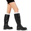 DREAM PAIRS Women’s Knee High Boots Combat Boots Adjustable Straps Lace Up Buckles Chunky Low Heel Fall Booties with Side Zipper to Put on and off(Black)