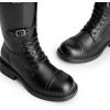 DREAM PAIRS Women’s Knee High Boots Combat Boots Adjustable Straps Lace Up Buckles Chunky Low Heel Fall Booties with Side Zipper to Put on and off(Black)