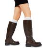 DREAM PAIRS Women’s Knee High Boots Combat Boots Adjustable Straps Lace Up Buckles Chunky Low Heel Fall Booties with Side Zipper to Put on and off(Brown)