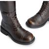 DREAM PAIRS Women’s Knee High Boots Combat Boots Adjustable Straps Lace Up Buckles Chunky Low Heel Fall Booties with Side Zipper to Put on and off(Dark Brown)