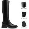 DREAM PAIRS Women’s Knee High Boots Square Toe Low Block Heel Casual Comfort Riding Long Boots with Side Zipper(Black)