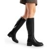 DREAM PAIRS Women’s Knee High Boots Square Toe Low Block Heel Casual Comfort Riding Long Boots with Side Zipper(Black)