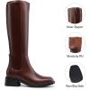 DREAM PAIRS Women’s Knee High Boots Square Toe Low Block Heel Casual Comfort Riding Long Boots with Side Zipper(Brown)