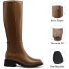 DREAM PAIRS Women’s Knee High Boots Square Toe Low Block Heel Casual Comfort Riding Long Boots with Side Zipper(Khaki)