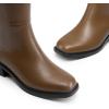 DREAM PAIRS Women’s Knee High Boots Square Toe Low Block Heel Casual Comfort Riding Long Boots with Side Zipper(Khaki)