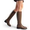 DREAM PAIRS Women’s Knee High Boots Square Toe Low Block Heel Casual Comfort Riding Long Boots with Side Zipper(Khaki)