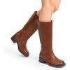 DREAM PAIRS Womens Knee High Boots Square Toe Platform Chunky Block Heel Banana Campus Boots for Women Comfortable Low Heel Side Zipper Womens Riding Tall Boots(Light Brown)