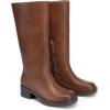 DREAM PAIRS Womens Knee High Boots Square Toe Platform Chunky Block Heel Banana Campus Boots for Women Comfortable Low Heel Side Zipper Womens Riding Tall Boots(Light Brown)