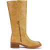 DREAM PAIRS Womens Knee High Boots Square Toe Platform Chunky Block Heel Banana Campus Boots for Women Comfortable Low Heel Side Zipper Womens Riding Tall Boots(Yellow)