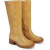 DREAM PAIRS Womens Knee High Boots Square Toe Platform Chunky Block Heel Banana Campus Boots for Women Comfortable Low Heel Side Zipper Womens Riding Tall Boots(Yellow)