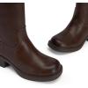 DREAM PAIRS Womens Knee High Boots Square Toe Platform Chunky Block Heel Banana Campus Boots for Women Comfortable Low Heel Side Zipper Womens Riding Tall Boots(Dark Brown)