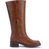 DREAM PAIRS Womens Knee High Boots Square Toe Platform Chunky Block Heel Banana Campus Boots for Women Comfortable Low Heel Side Zipper Womens Riding Tall Boots(Light Brown)