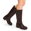DREAM PAIRS Womens Knee High Boots Square Toe Platform Chunky Block Heel Banana Campus Boots for Women Comfortable Low Heel Side Zipper Womens Riding Tall Boots(Dark Brown)