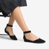 DREAM PAIRS Women’s Low Wedge Ankle Strap Dress Flats Shoes(Black/Nubuck)