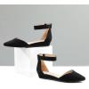 DREAM PAIRS Women’s Low Wedge Ankle Strap Dress Flats Shoes(Black/Nubuck)