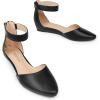 DREAM PAIRS Women’s Low Wedge Ankle Strap Dress Flats Shoes(Black/Pu)