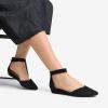 DREAM PAIRS Women’s Low Wedge Ankle Strap Dress Flats Shoes(Black-knit)