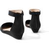 DREAM PAIRS Women’s Low Wedge Ankle Strap Dress Flats Shoes(Black-knit)