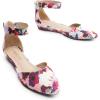 DREAM PAIRS Women’s Low Wedge Ankle Strap Dress Flats Shoes(Floral)