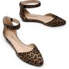 DREAM PAIRS Women’s Low Wedge Ankle Strap Dress Flats Shoes(Leopard-suede)