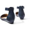 DREAM PAIRS Women’s Low Wedge Ankle Strap Dress Flats Shoes(Navy/Pu)