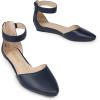 DREAM PAIRS Women’s Low Wedge Ankle Strap Dress Flats Shoes(Navy/Pu)