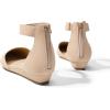 DREAM PAIRS Women’s Low Wedge Ankle Strap Dress Flats Shoes(Nude/Nubuck)
