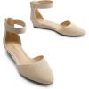 DREAM PAIRS Women’s Low Wedge Ankle Strap Dress Flats Shoes(Nude-knit)