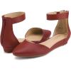 DREAM PAIRS Women’s Low Wedge Ankle Strap Dress Flats Shoes(Red/Pu)