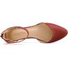 DREAM PAIRS Women’s Low Wedge Ankle Strap Dress Flats Shoes(Red/Pu)