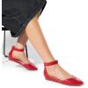 DREAM PAIRS Women’s Low Wedge Ankle Strap Dress Flats Shoes(Red-pu-1)