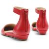 DREAM PAIRS Women’s Low Wedge Ankle Strap Dress Flats Shoes(Red-pu-1)
