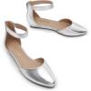 DREAM PAIRS Women’s Low Wedge Ankle Strap Dress Flats Shoes(Silver)