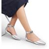 DREAM PAIRS Women’s Low Wedge Ankle Strap Dress Flats Shoes(Silver)