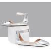 DREAM PAIRS Women’s Low Wedge Ankle Strap Dress Flats Shoes(Silver)