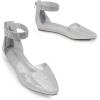 DREAM PAIRS Women’s Low Wedge Ankle Strap Dress Flats Shoes(Silver/Glitter)