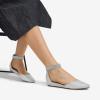 DREAM PAIRS Women’s Low Wedge Ankle Strap Dress Flats Shoes(Silver/Glitter)