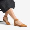 DREAM PAIRS Women’s Low Wedge Ankle Strap Dress Flats Shoes(Tan)