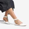 DREAM PAIRS Women’s Low Wedge Ankle Strap Dress Flats Shoes(White/Pu)