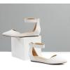 DREAM PAIRS Women’s Low Wedge Ankle Strap Dress Flats Shoes(White/Pu)