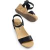 DREAM PAIRS Women’s Open Toe Buckle Ankle Strap Platform Wedge Sandals Women 2025(Black/Pu)