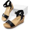 DREAM PAIRS Women’s Open Toe Buckle Ankle Strap Platform Wedge Sandals Women 2025(Black/Pu)