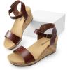 DREAM PAIRS Women’s Open Toe Buckle Ankle Strap Platform Wedge Sandals Women 2025(Brown-pu)