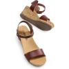 DREAM PAIRS Women’s Open Toe Buckle Ankle Strap Platform Wedge Sandals Women 2025(Brown-pu)