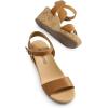 DREAM PAIRS Women’s Open Toe Buckle Ankle Strap Platform Wedge Sandals Women 2025(Camel/Pu)