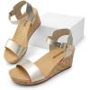 DREAM PAIRS Women’s Open Toe Buckle Ankle Strap Platform Wedge Sandals Women 2025(Gold-pu)