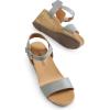 DREAM PAIRS Women’s Open Toe Buckle Ankle Strap Platform Wedge Sandals Women 2025(Grey/Pu)