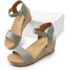 DREAM PAIRS Women’s Open Toe Buckle Ankle Strap Platform Wedge Sandals Women 2025(Grey/Pu)